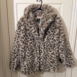 Leopard Print Faux Fur Coat